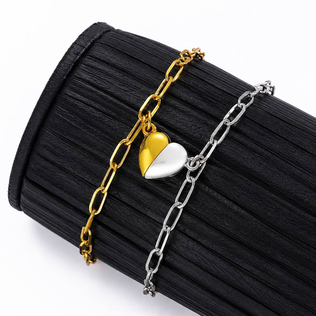 Set Pulseras Corazón Imantado