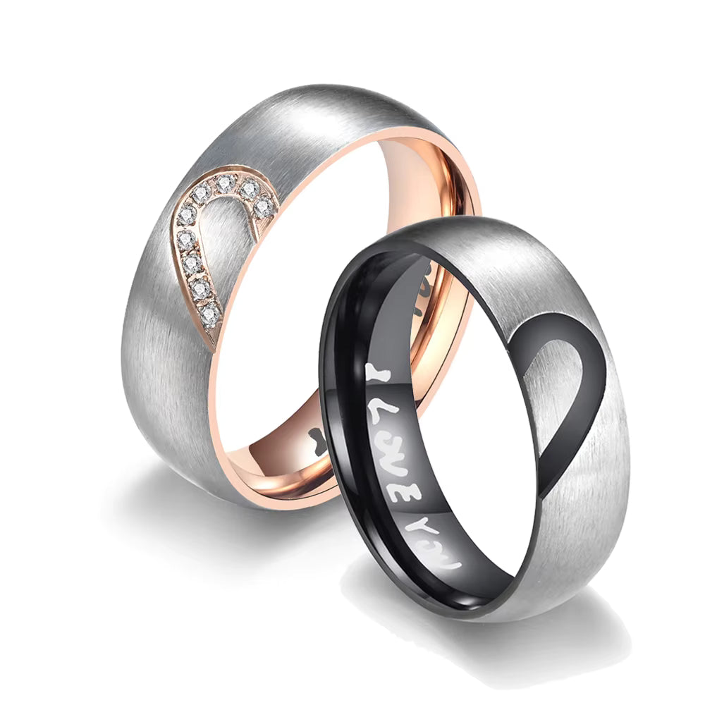Set Anillos Medio Corazón