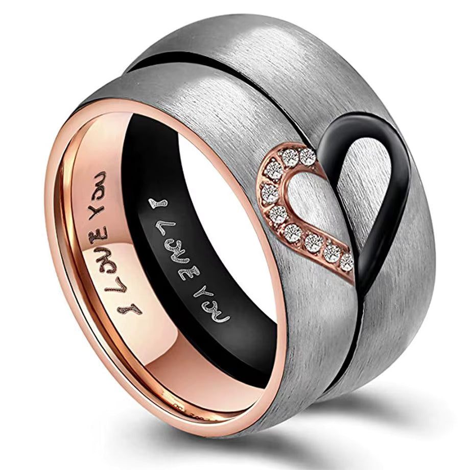 Set Anillos Medio Corazón
