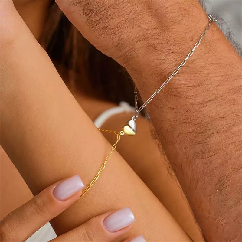 Set Pulseras Corazón Imantado